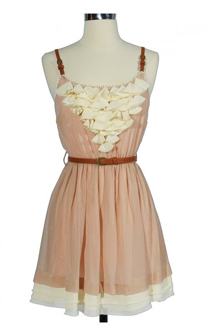 Country Whimsy Leather Belted Dress In Pink
